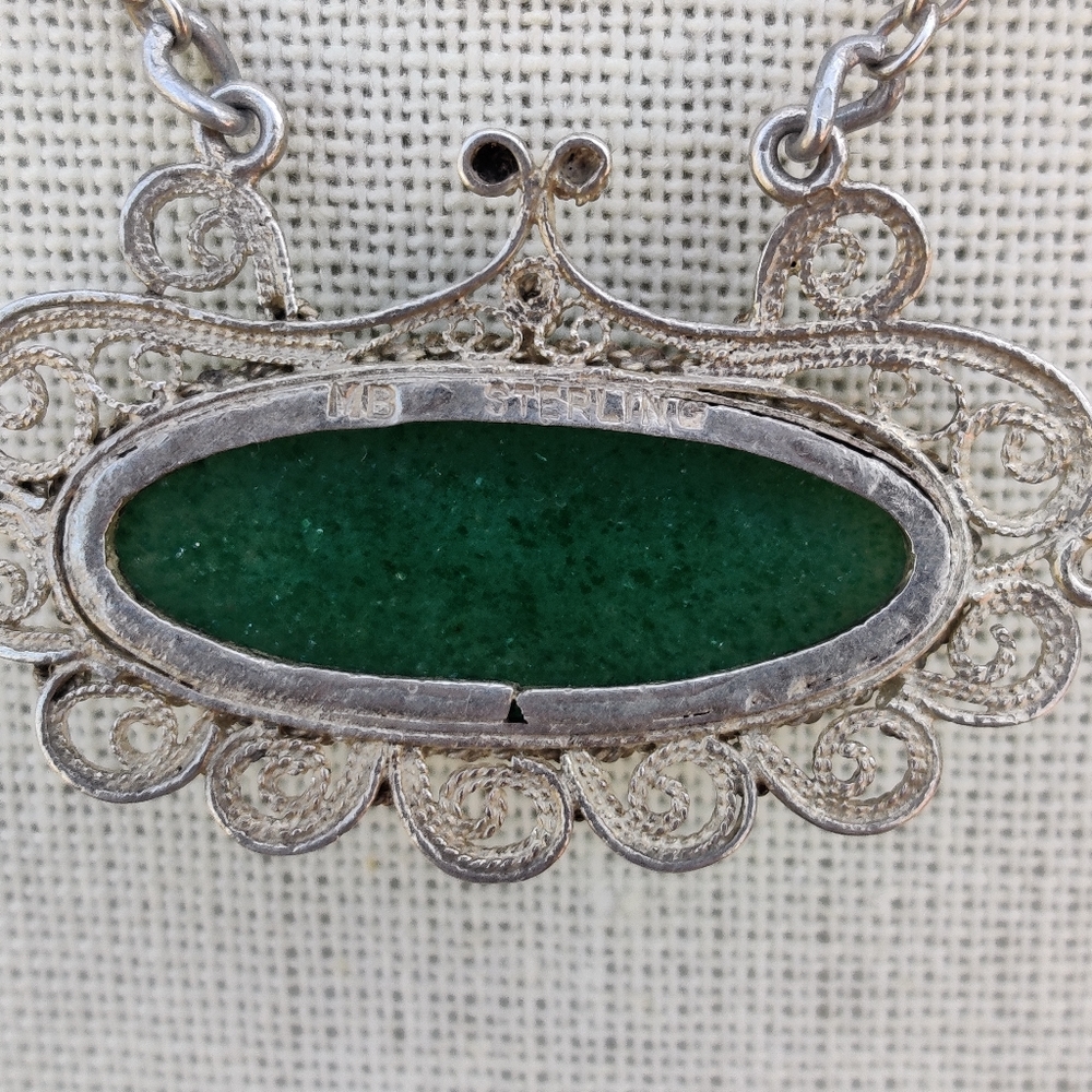 Vintage Sterling Marc Begay native malachite necklace - Picture 14 of 15